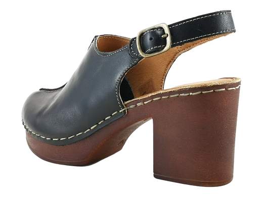 Sabot comodo da donna Cinzia Soft nero con tacco confortevole, plateau leggero e cinturino regolabile per un sollievo plantare quotidiano.