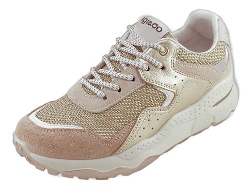 Sneaker running in pelle e tessuto con suola 5cm ammortizzata e plantare memory foam per un comfort tecnologico e una camminata sicura Made in Italy.
