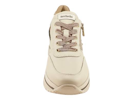 Sneakers Platform Zip Pelle Milk Donna NeroGiardini - I617360D
