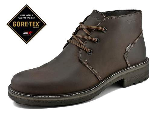 Stivaletti uomo impermeabili in nabuk con GORE-TEX, caldi e traspiranti. Comfort elevato, ideali per pioggia, lavoro e inverno.<br /><br />Questi stivaletti da uomo uniscono l’estetica pulita delle Desert Boot a una struttura tecnica pensata per affrontare l’inverno e le condizioni climatiche più difficili. La tomaia in nabuk ingrassato color Testa di Moro respinge l’acqua, mentre la fodera in GORE-TEX garantisce impermeabilità totale lasciando il piede asciutto e traspirante per tutta la giornata.<br /><br />La calzata è comoda e ben bilanciata, ideale per un utilizzo prolungato. La soletta in pelle imbottita ed estraibile migliora il comfort e la traspirazione, mentre la suola in poliuretano isolante e leggera, con leggero carrarmato e tacco di 3 cm, assicura stabilità, ammortizzazione e protezione dal freddo.<br /><br />Esteticamente sembrano eleganti polacchine casual, ma dentro nascondono l’anima di un vero anfibio: perfette per pioggia, freddo, lavoro quotidiano e uscite serali, senza rinunciare allo stile. Un modello versatile, robusto e raffinato, pensato per chi vuole comfort e affidabilità in ogni situazione.<br /><br />Made in Italy