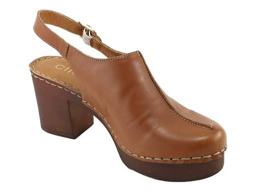 Sabot da donna stile olandese con tacco comodo, plateau e cinturino regolabile per un benessere quotidiano ottimale.