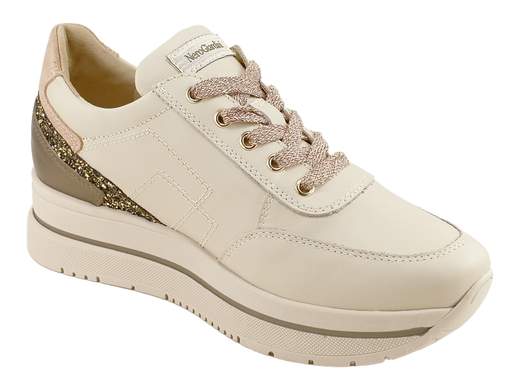 Sneakers Platform Zip Pelle Milk Donna NeroGiardini - I617360D