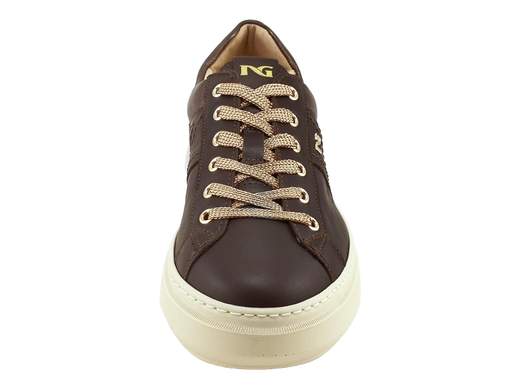Sneakers Platform Pelle Brown Cioccolato e Glitter Donna NeroGiardini - I617430D