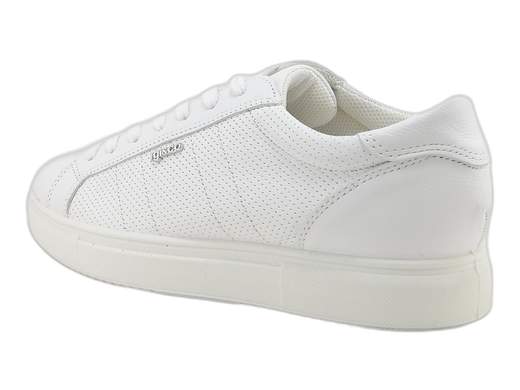 Sneaker IGI&CO Sacha da uomo in pelle bianca microforata con suola platform da 3 cm e sottopiede memory foam Made in Italy.