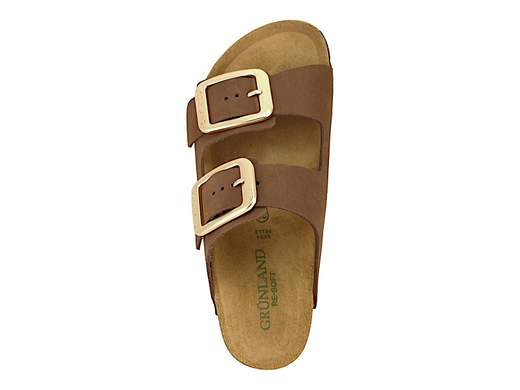 Ciabatta estiva donna Grünland Enny art. CB0076 color marrone con plantare anatomico imbottito e fondo in sughero.