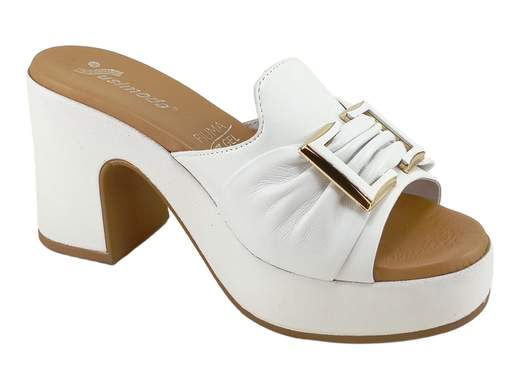 Ciabatte Tacco e Plateau Pelle Nappa Bianca Donna Susimoda - A039.122