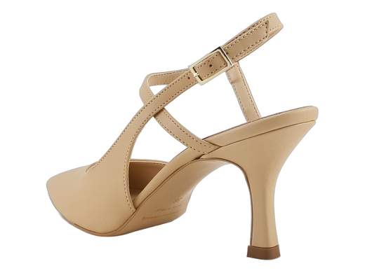 Décolleté slingback Nacrée con cinturino alla caviglia, tacco 7,5 cm e sottopiede imbottito. Massima stabilità e comfort Made in Italy per cerimonie e serate eleganti.