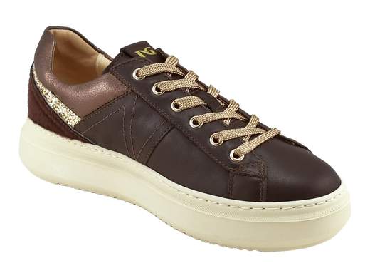 Sneakers Platform Pelle Brown Cioccolato e Glitter Donna NeroGiardini - I617430D