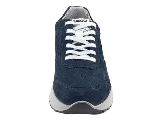 Sneaker IGI&CO Seth uomo in pelle nabuk blu con suola running ammortizzata da 4,5 cm e sottopiede memory foam Made in Italy.