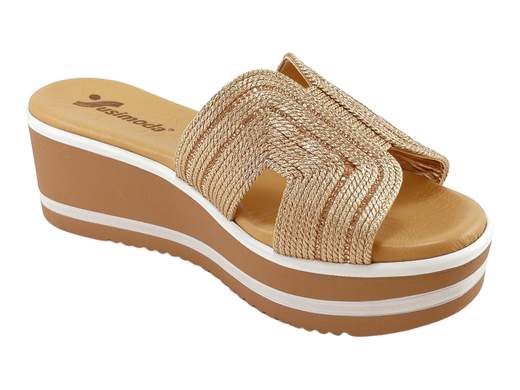Sandali Sabot Zeppa Corda Lurex e Strass Donna Susimoda - A007.106