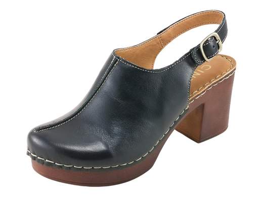 Sabot comodo da donna Cinzia Soft nero con tacco confortevole, plateau leggero e cinturino regolabile per un sollievo plantare quotidiano.