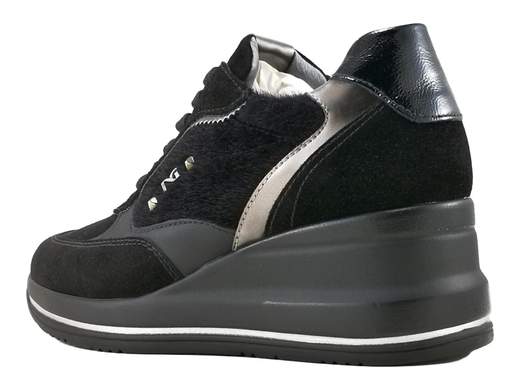 Sneakers Zeppa Camoscio Cavallino e Vernice Nero Donna NeroGiardini - I617391D