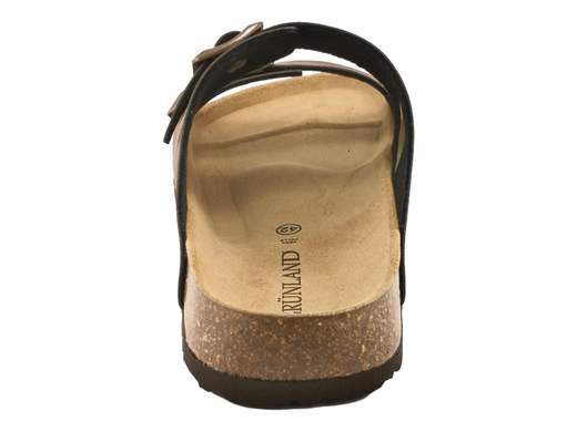 Ciabatta estiva uomo Grünland Bobo art. CB3012 in ecopelle mogano con doppie fasce regolabili e suola platform in sughero.