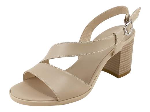 Raffinato sandalo da donna NeroGiardini con tacco a blocco di 6,5 cm, doppia fascia in pelle con fibbia e suola antiscivolo, disponibile in nero e lino.