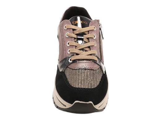 Scopri le Sneakers Donna IGI&CO 6673811 ANIKA in pelle laminata bronzo e camoscio nero, comode e ammortizzate. Acquista ora su Laporta Calzature!<br /><br />Le Sneakers Donna IGI&CO 6673811 ANIKA, disponibili su Laporta Calzature, portano un tocco di eleganza grintosa in un design sportivo che non passa inosservato. <br />Realizzate in pelle laminata bronzo e camoscio nero, con fodera in morbido tessuto tecnico, queste sneakers uniscono stile e comfort come nessun’altra. <br />Il sottopiede estraibile in memory foam è una vera coccola per i piedi, adattandosi a ogni passo. <br />La chiusura con lacci e zip laterale rende la calzata pratica e veloce, ideale per le giornate di corsa. <br />E con un fondo platform ammortizzante di 4,5 cm, avrai altezza e stabilità in ogni occasione. <br />Se cerchi uno stile chic e comfort senza compromessi, acquista ora su Laporta Calzature e rendi ogni passo speciale!