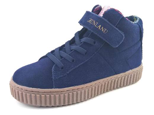 Grunland Junior sneaker con lacci elastici e tomaia in crosta