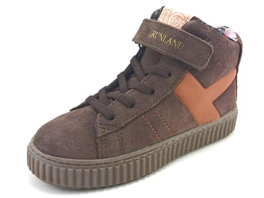 Grunland Junior sneaker con lacci elastici e tomaia in crosta