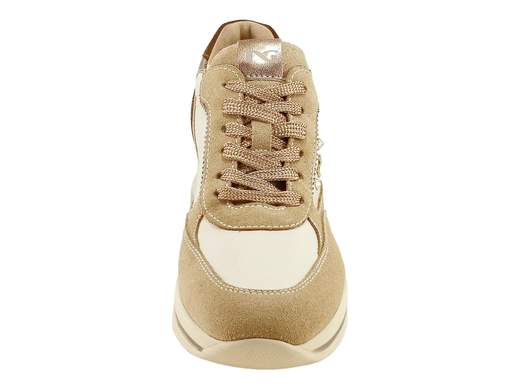 Sneakers Zeppa Camoscio Camel e Pelle Milk Donna NeroGiardini - I617390D