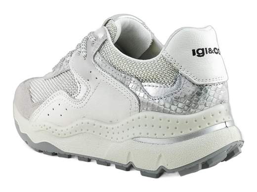 Sneaker running in pelle e tessuto con inserti argento suola platform 5cm ammortizzata e plantare memory foam per un comfort tecnologico quotidiano Made in Italy.