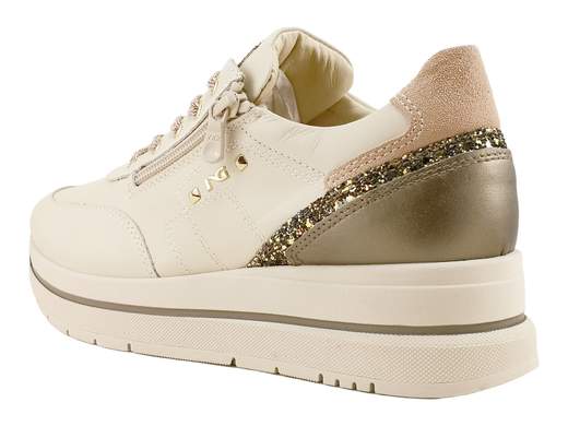 Sneakers Platform Zip Pelle Milk Donna NeroGiardini - I617360D