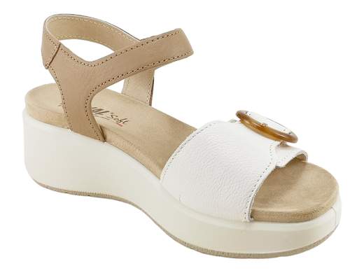 Sandali Caterina Pelle Bicolore Bianco Corda Donna ENVAL Soft - 1292644