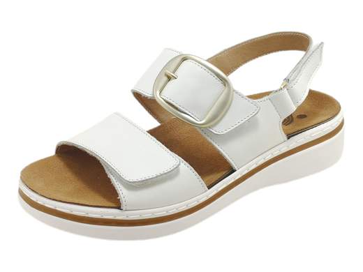 Scopri i Sandali Donna Susimoda 22840/16 in pelle bianca con doppia regolazione a strappo, comodi e versatili, su Laporta Calzature. Acquista ora!<br /><br />I Sandali Donna Susimoda 22840/16, disponibili su Laporta Calzature, uniscono eleganza e praticità, ideali per ogni occasione, in città o in vacanza. <br />La tomaia in raffinata pelle bianca e fodera in pelle offre una calzata perfetta grazie a due strappi regolabili in pianta e sul collo del piede, con un cinturino posteriore anch'esso regolabile a strappo. Una finta fibbia ornamentale aggiunge un tocco di stile. <br />Il fondo zeppa di 3,5 cm in gomma leggera e flessibile garantisce un comfort prolungato, mentre il morbido plantare estraibile in pelle scamosciata è predisposto per la sostituzione con un plantare personale. <br />Questi sandali, Made in Italy, sono pratici e comodi per essere indossati tutto il giorno. <br />Rinnova il tuo look estivo con comfort e stile, acquista ora su Laporta Calzature!