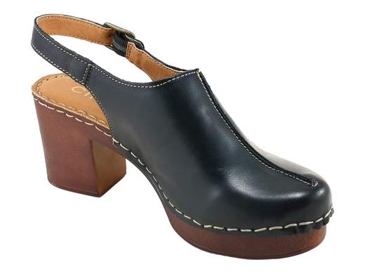 Sabot comodo da donna Cinzia Soft nero con tacco confortevole, plateau leggero e cinturino regolabile per un sollievo plantare quotidiano.