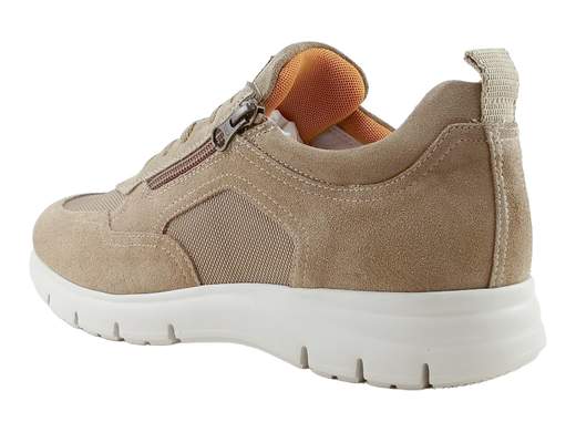 Scarpa uomo NeroGiardini Urban in pelle scamosciata blu e talpa con zip laterale, plantare Memory Foam e suola leggera 4cm.