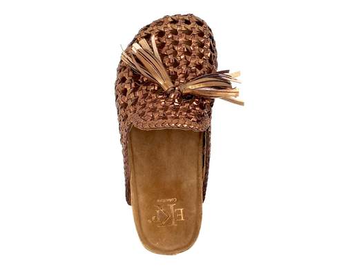 Sabot donna EKP Collections in pelle intrecciata laminata con nappe e fondo platform ammortizzante 3 cm.