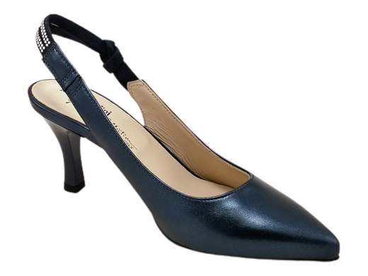 Slingback Punta Affusolata Pelle Blu Donna NeroGiardini - E218342DE 201