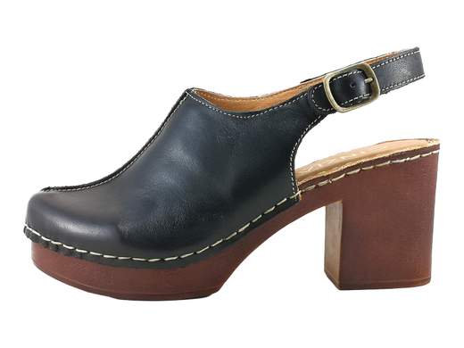 Sabot comodo da donna Cinzia Soft nero con tacco confortevole, plateau leggero e cinturino regolabile per un sollievo plantare quotidiano.