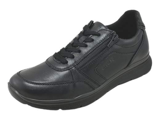 Sneakers in pelle nera con zip laterale, soletta memory foam e suola ammortizzata. Comode per camminare a lungo, ideali anche per ufficio.<br /><br />Queste sneakers sono realizzate in pelle nera, una scelta elegante e versatile, perfetta per un utilizzo quotidiano anche in contesti lavorativi. La fodera traspirante aiuta a mantenere il piede asciutto e confortevole per tutta la giornata.<br /><br />La calzata è davvero comoda e stabile, grazie alla soletta estraibile in pelle memory foam, che ammortizza l’impatto al suolo e garantisce comfort anche durante un utilizzo prolungato. La doppia chiusura con lacci a 6 fori e zip laterale consente una regolazione precisa del piede e una calzata rapida, pratica e sicura.<br /><br />Il fondo platform in poliuretano da 3,5 cm è leggero, flessibile e ammortizzante: accompagna il passo in modo naturale e rende queste sneakers ideali per lunghe camminate, spostamenti urbani e giornate intense tra lavoro e tempo libero.<br /><br />Una sneaker pensata per chi cerca comfort reale, praticità quotidiana e uno stile pulito e moderno, senza rinunciare alla qualità artigianale italiana.<br /><br />Aggiungile ora al carrello e affronta ogni giornata con il massimo comfort e uno stile sempre curato.
