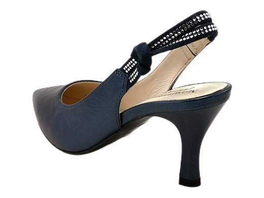Slingback Punta Affusolata Pelle Blu Donna NeroGiardini - E218342DE 201