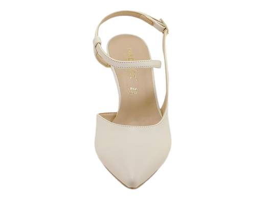 Décolleté slingback Nacrée con cinturino alla caviglia, tacco 7,5 cm e sottopiede imbottito. Massima stabilità e comfort Made in Italy per cerimonie e serate eleganti.
