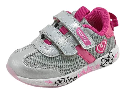 Sneakers Primigi 3949100: stile e comfort per la tua bimba. Tessuto Lurex argento/fuxia, chiusura a strappo, plantare in pelle estraibile, suola flessibile e antiscivolo. Perfette per attività sportive e giornate di svago.