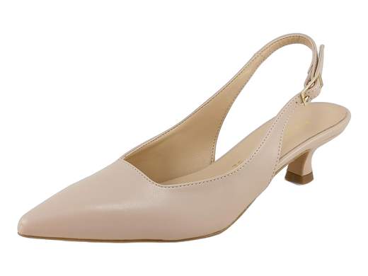 Décolleté slingback Nacrée Made in Italy con tacco 4cm, punta affusolata e cinturino regolabile. Sottopiede imbottito per il massimo comfort in cerimonia o al lavoro.
