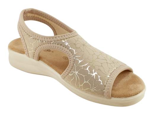Sandali Elastici Comfort Tessuto Beige Floreale Donna Susimoda - B360.014