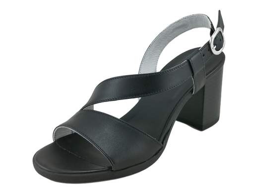 Raffinato sandalo da donna NeroGiardini con tacco a blocco di 6,5 cm, doppia fascia in pelle con fibbia e suola antiscivolo, disponibile in nero e lino.