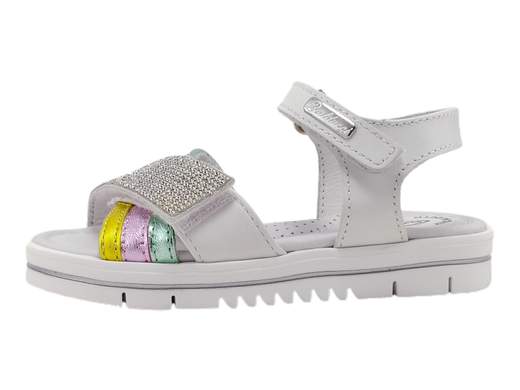 Sandalo Balducci GRIG1084: scintilla di stile per le piccole star!<br />Tomaia in pelle e strass regolabile, plantare imbottito e fondo platform in gomma.