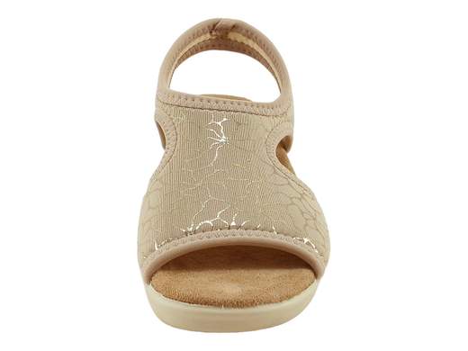 Sandali Elastici Comfort Tessuto Beige Floreale Donna Susimoda - B360.014