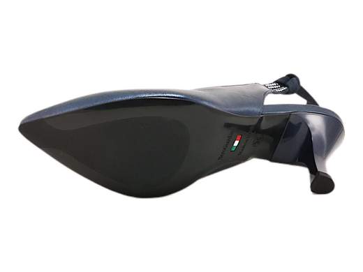 Slingback Punta Affusolata Pelle Blu Donna NeroGiardini - E218342DE 201
