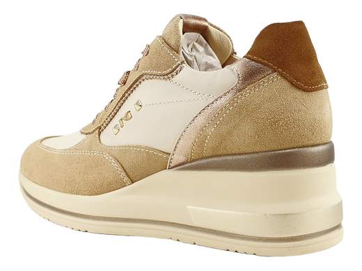 Sneakers Zeppa Camoscio Camel e Pelle Milk Donna NeroGiardini - I617390D