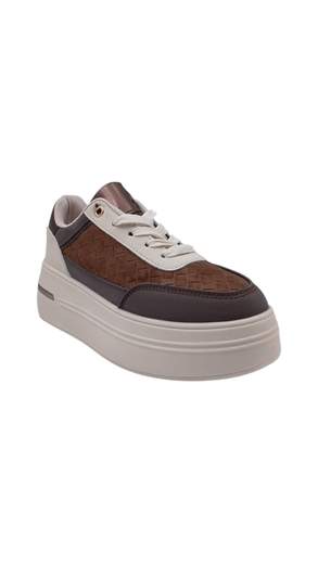 STILL Sneakers Donna Marroni e Bianche con Suola Platform