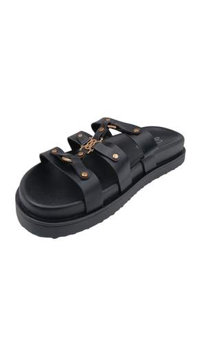 STILL Ciabatte Donna Multilistino con Catena Decorativa e Suola Comfort