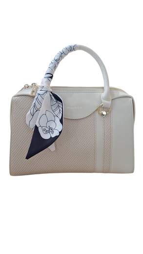 STILL Borsa a Mano Donna Elegante con Foulard Decorativo – Design Raffinato in Tessuto e Pelle Sintetica