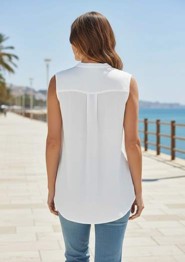STILL Blusa Donna Smanicata Leggera con Taschino