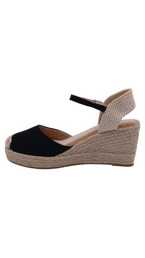 Espadrillas Donna con Zeppa Comoda Nero e Beige