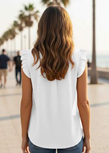 Top Donna Elegante con Volant e Scollo a V