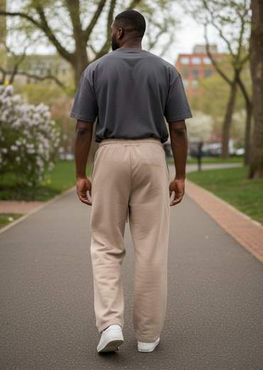 STILL Pantalone Sottotuta Baggy in Cotone Garzato Tinta Unita