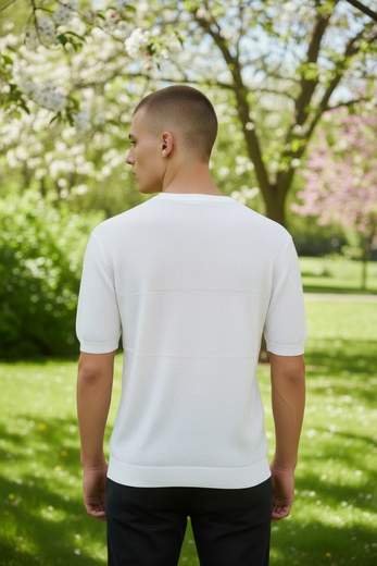 T-shirt Uomo Girocollo in Maglia Lavorata